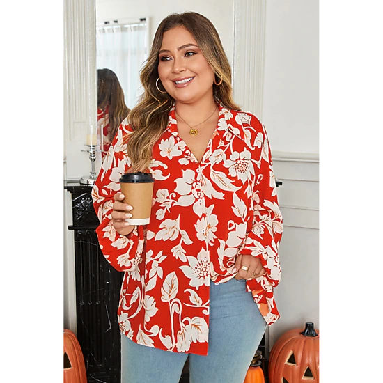 Threaded Pear Women's Shelby Print Loose Up PLUS Shirt