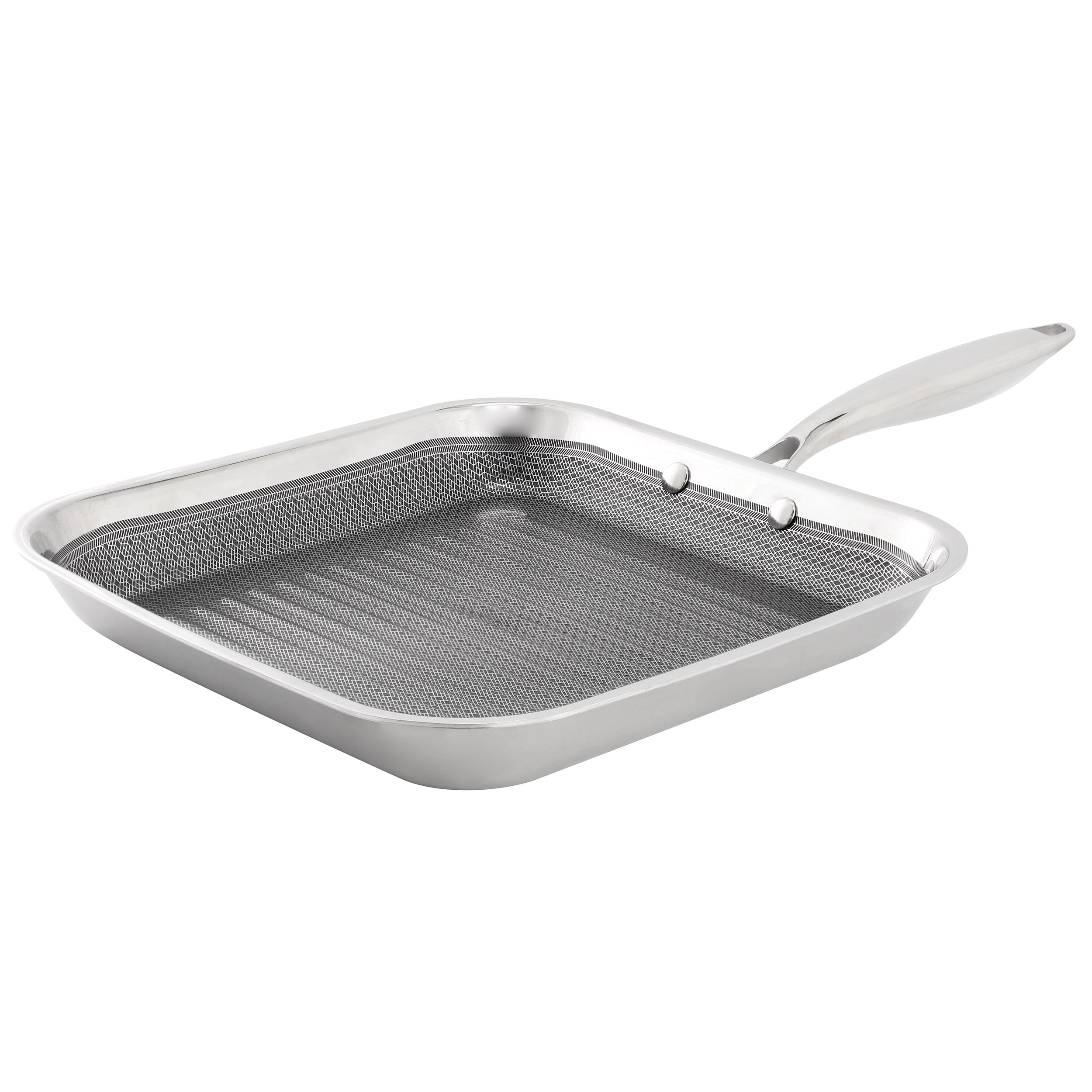 Oster Modessa 11in Platinum Collection Hybrid Nonstick Square Grill Pan in Silver