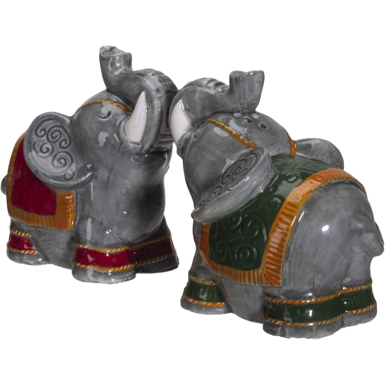 Pacific Giftware Raja Elephants Ceramic Magnetic Salt and Pepper Shakers Set