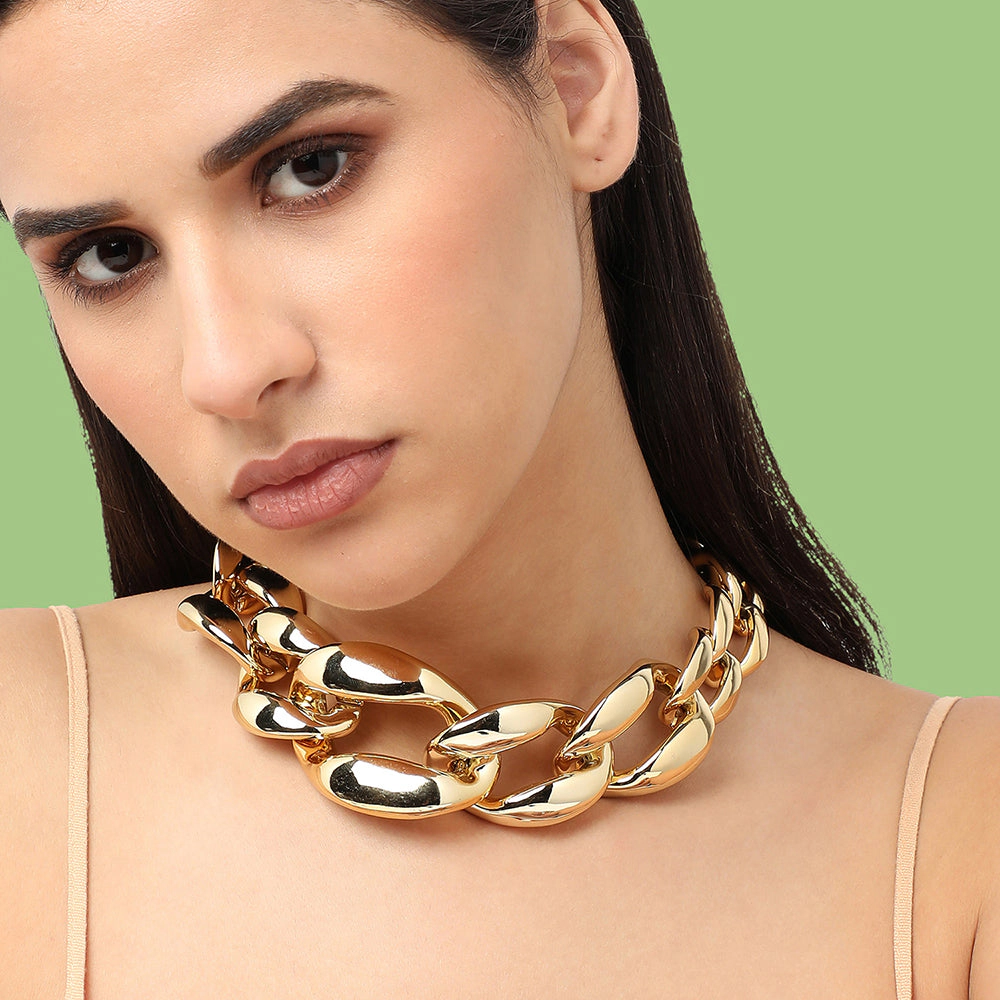 SOHI Women's Gold Link Chain Necklace