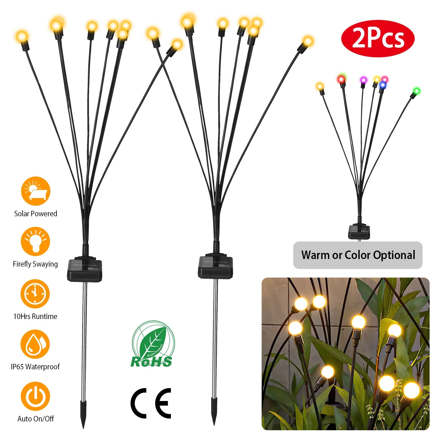 GBruno Solar Firefly Swaying Pathway Lights 2-Pack