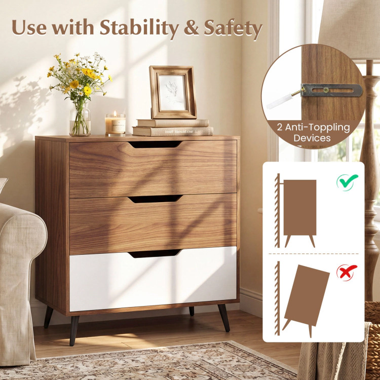 Hivvago 3-Drawer Rustic Farmhouse Wooden Storage Dresser