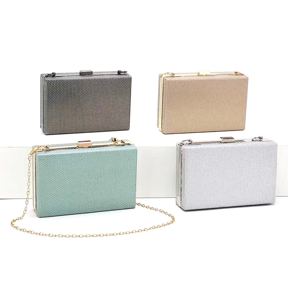 FASHNZFAB Shimmery Rectangle Evening Clutch / Crossbody Bag