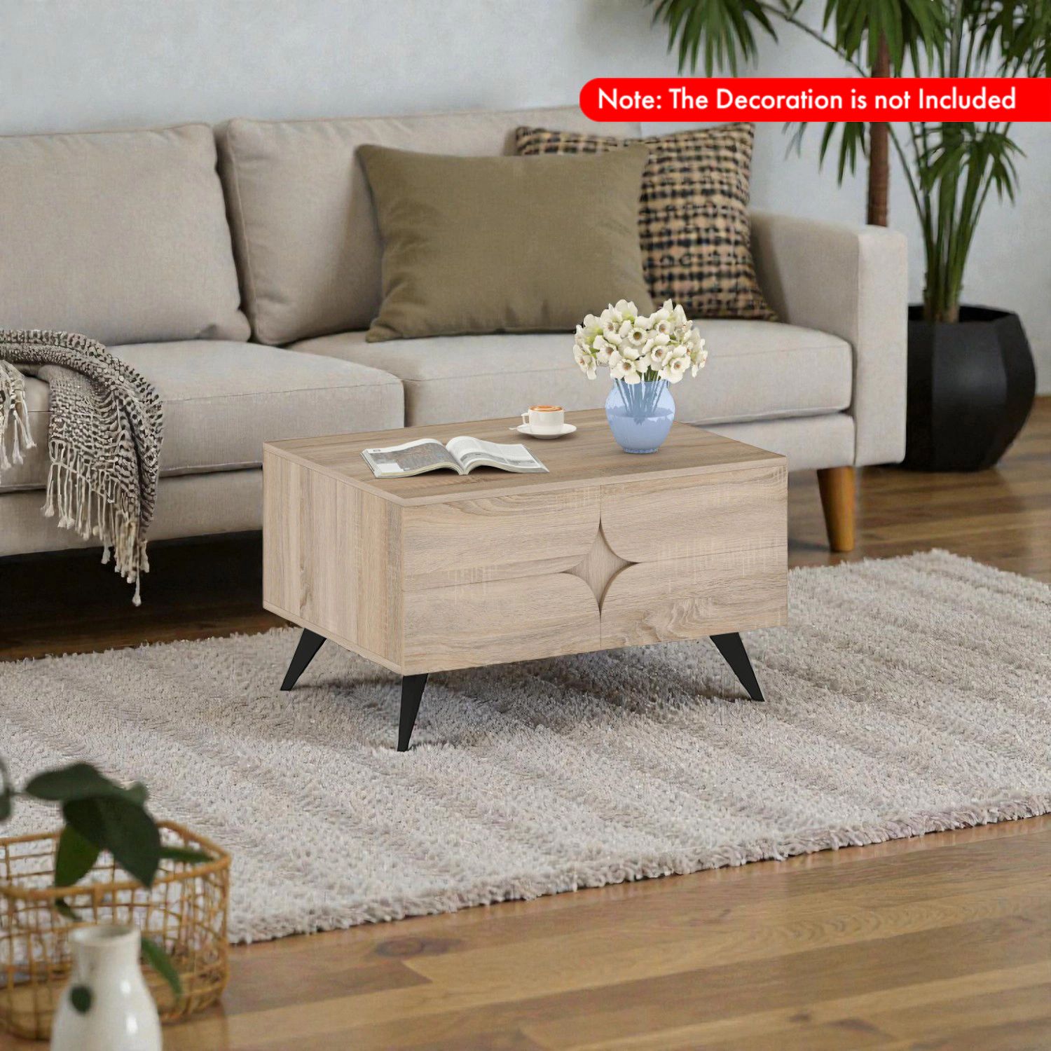Hivvago Farmhouse Style Living Room Coffee Table with Built-In Storage Space
