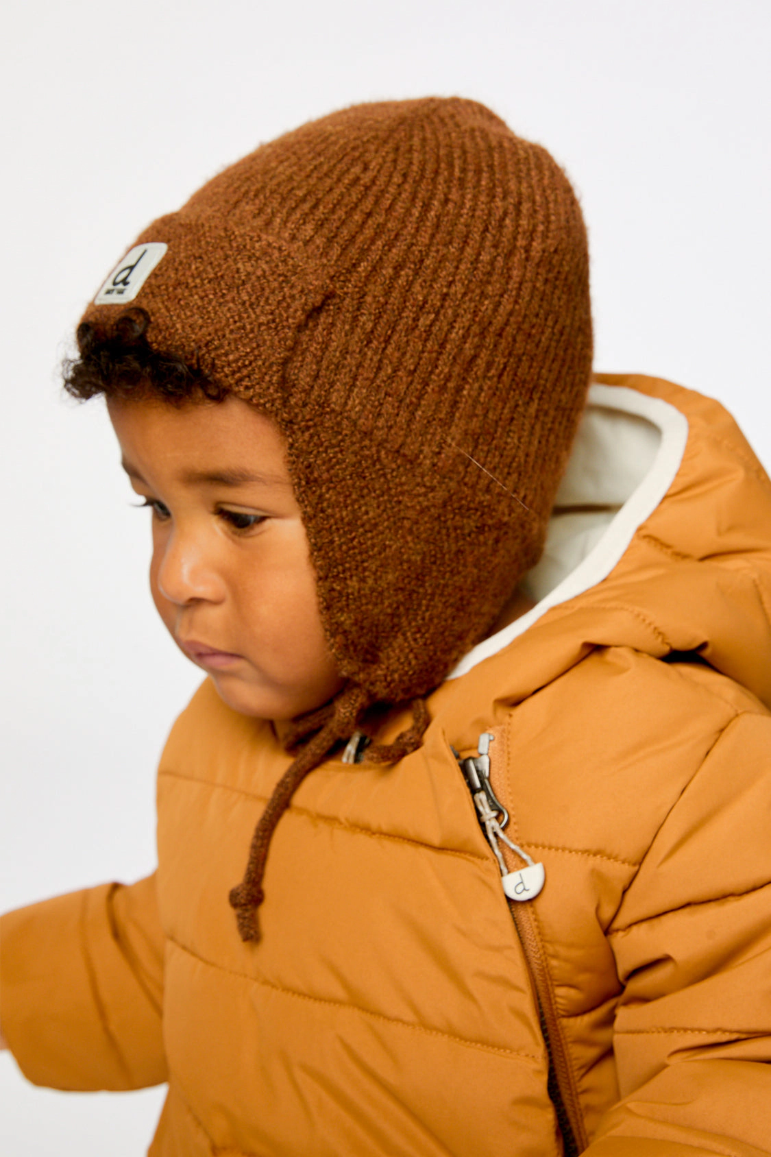 Deux par Boys Winter Knit Hat with Ear Flaps and Strings