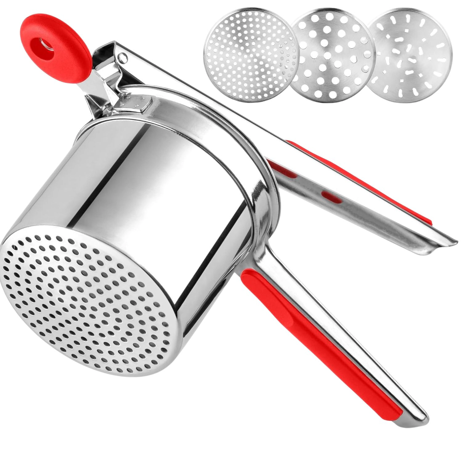 Zulay Kitchen Premium Large 15oz Potato Ricer, Heavy Duty Professional Stainless Steel Potato Masher and Ricer, 3 Disc