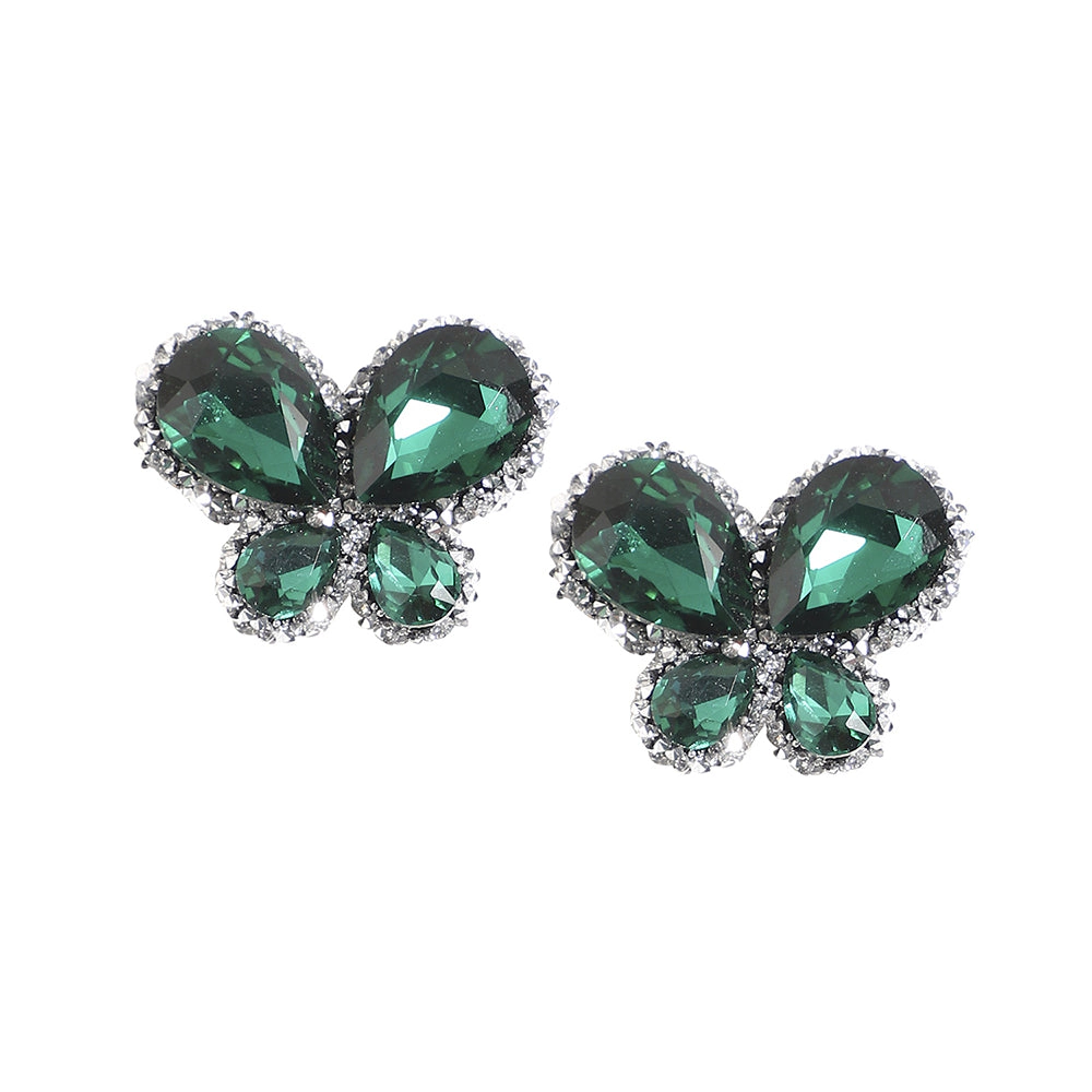 SOHI Women's Embellished Butterfly Stud Earrings
