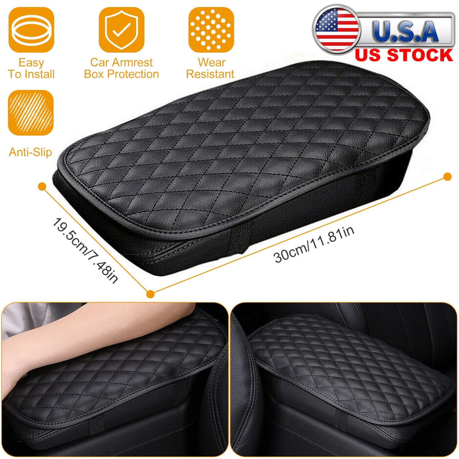 GBruno PU Leather Car Armrest Pad Cover