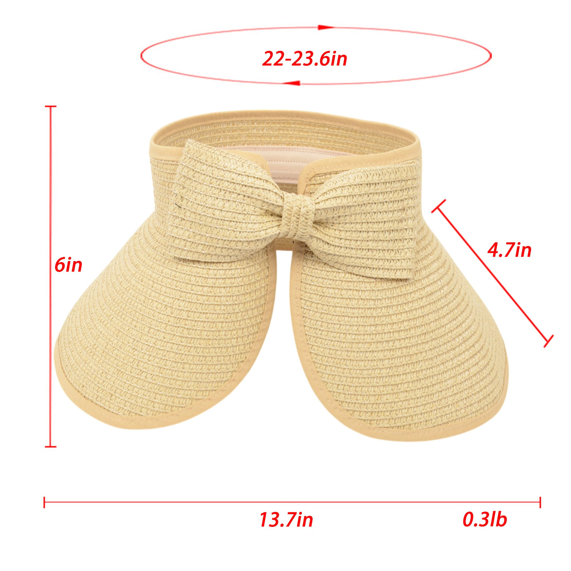Anna-Kaci Women's Wide Brim Visor Hat with Bow Detail Adjustable Velcro Closure for Beach or Outdoor Protection - Rose