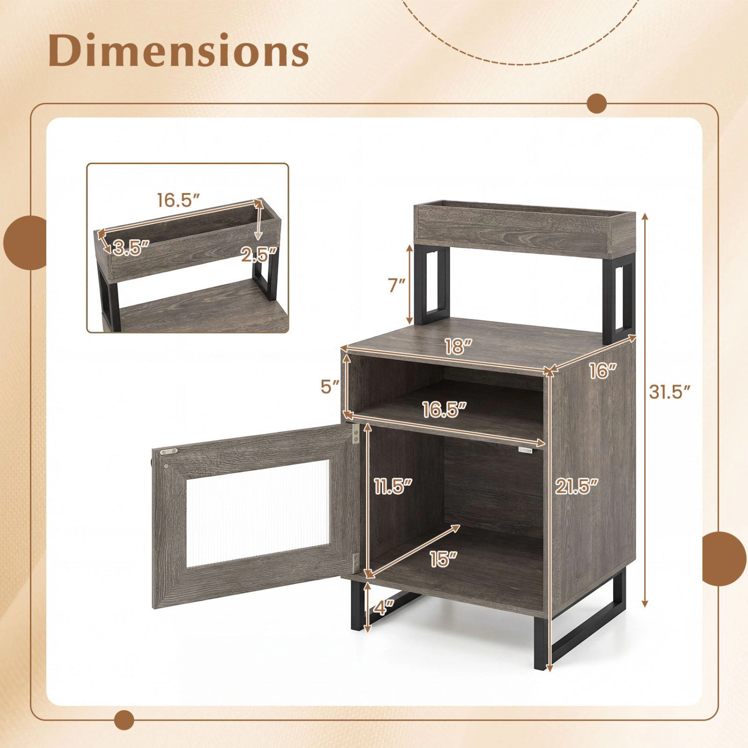 SlickBlue Modern LED Side Table with 4-Tier Storage Cabinet