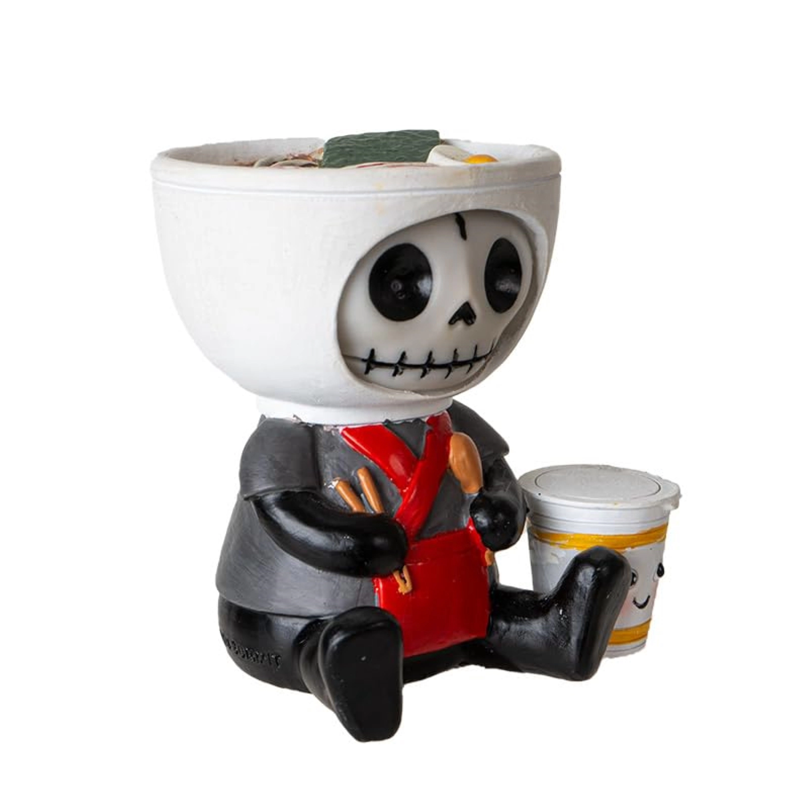 Pacific Giftware Furrybones Ramon Figurine Skeleton in Adorable Ramen Bowl Costume with Cute Noodle Cup Friend 2.7 inch