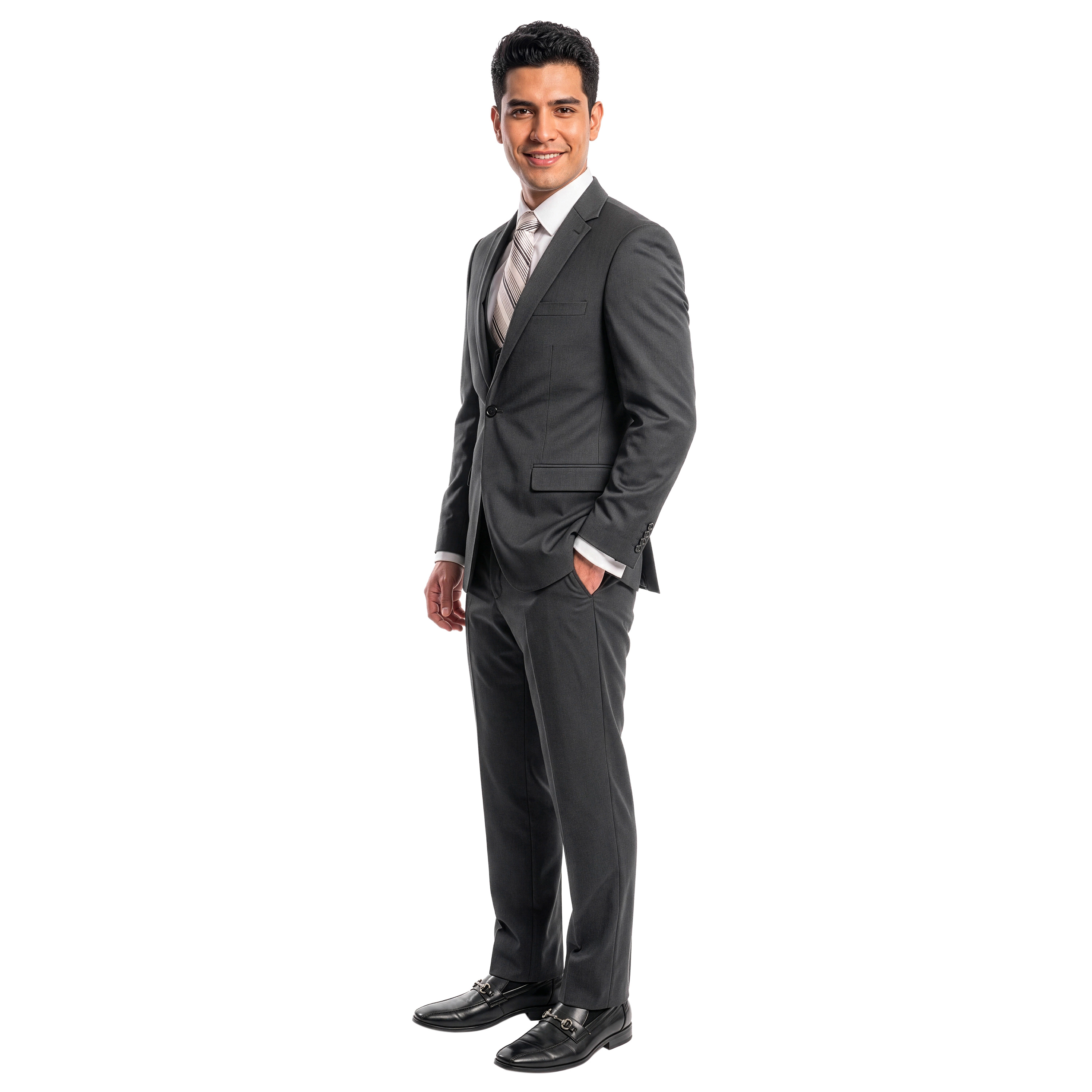 Tazzio Mens Ultra Slim Fit 3pc Suit Set, Premium Textured Stretch Fabric