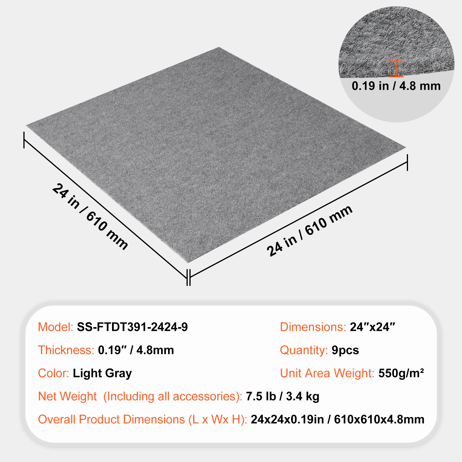 HONGGE Self Adhesive Carpet Tiles Soft Padded Floor for Easy DIY Living Room