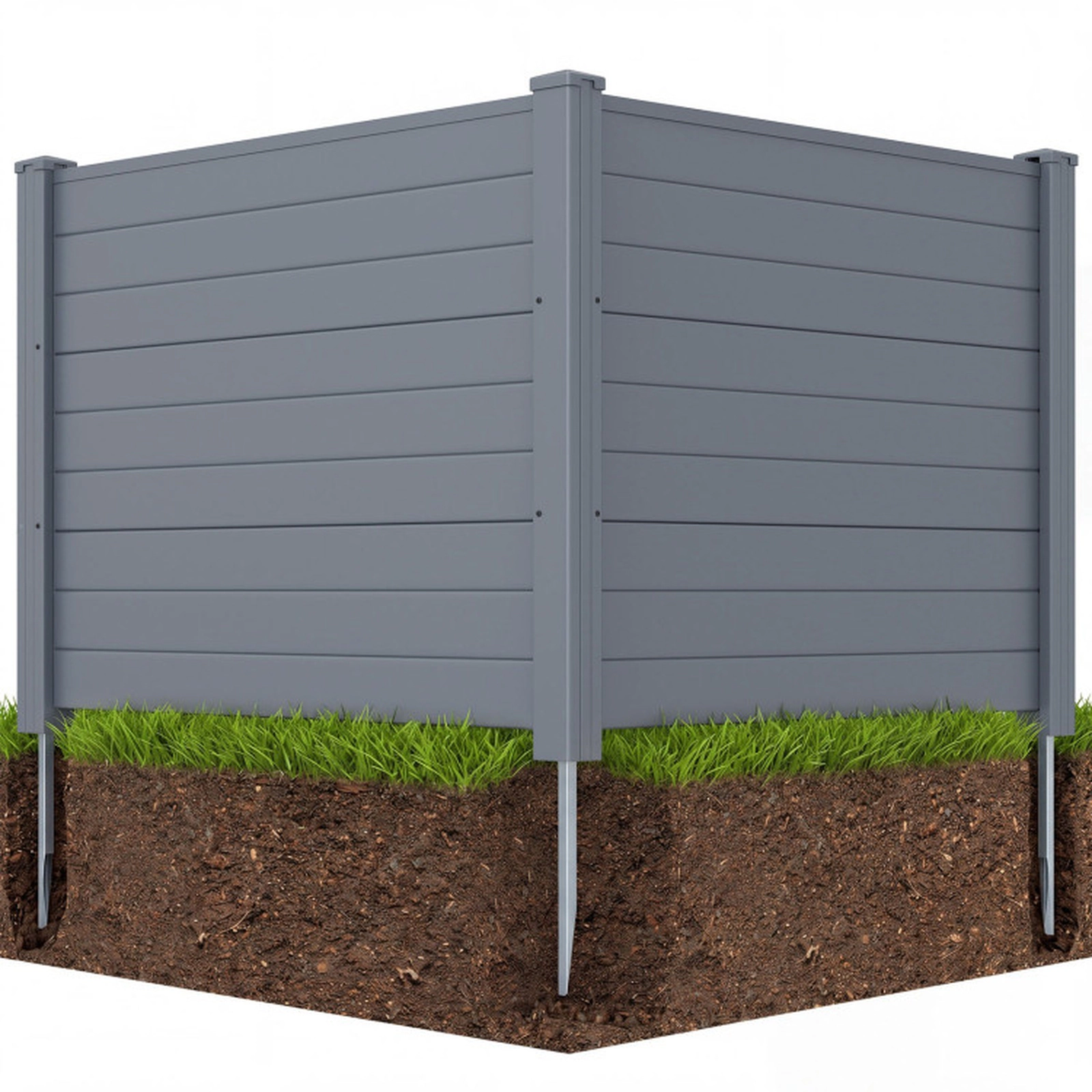 SUGIFT Garden Privacy Fence 2 Panels with 20-in Ground Stakes for AC Units and Trash Cans White/Black/Brown