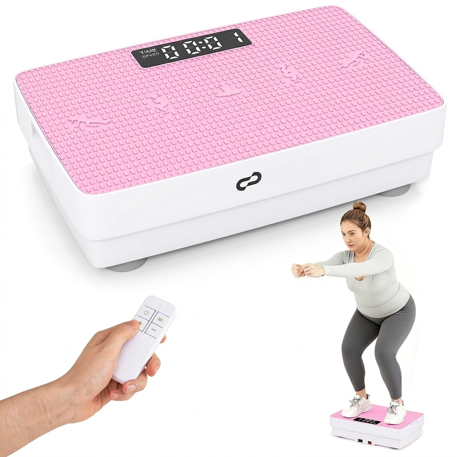 SUGIFT Vibration Plate Exercise Machine Gravity Sensor 10 Speed Levels 220-lb Capacity 17.5 x 11 x 4.5-in Pink/Gray