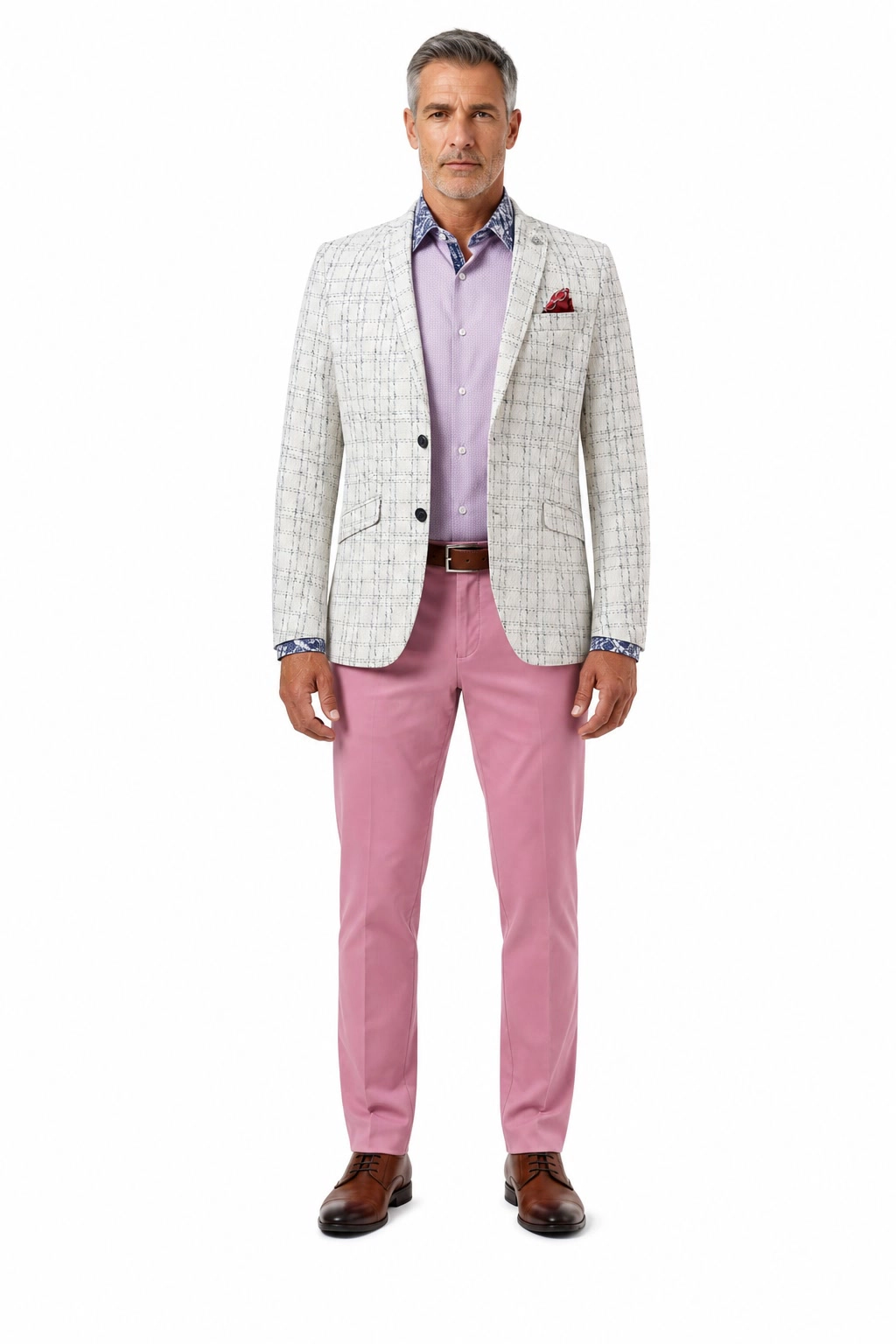 Elie Balleh Men's Slim Fit Plaid Boucle Sportcoat