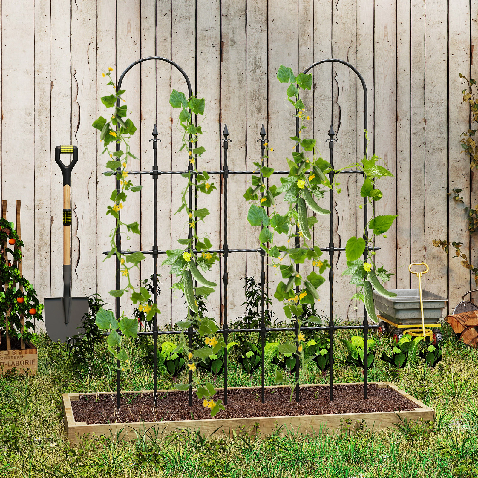 LJG 58 x 73 Inch Outdoor Garden Rose Arch Trellis for Climbing Plants