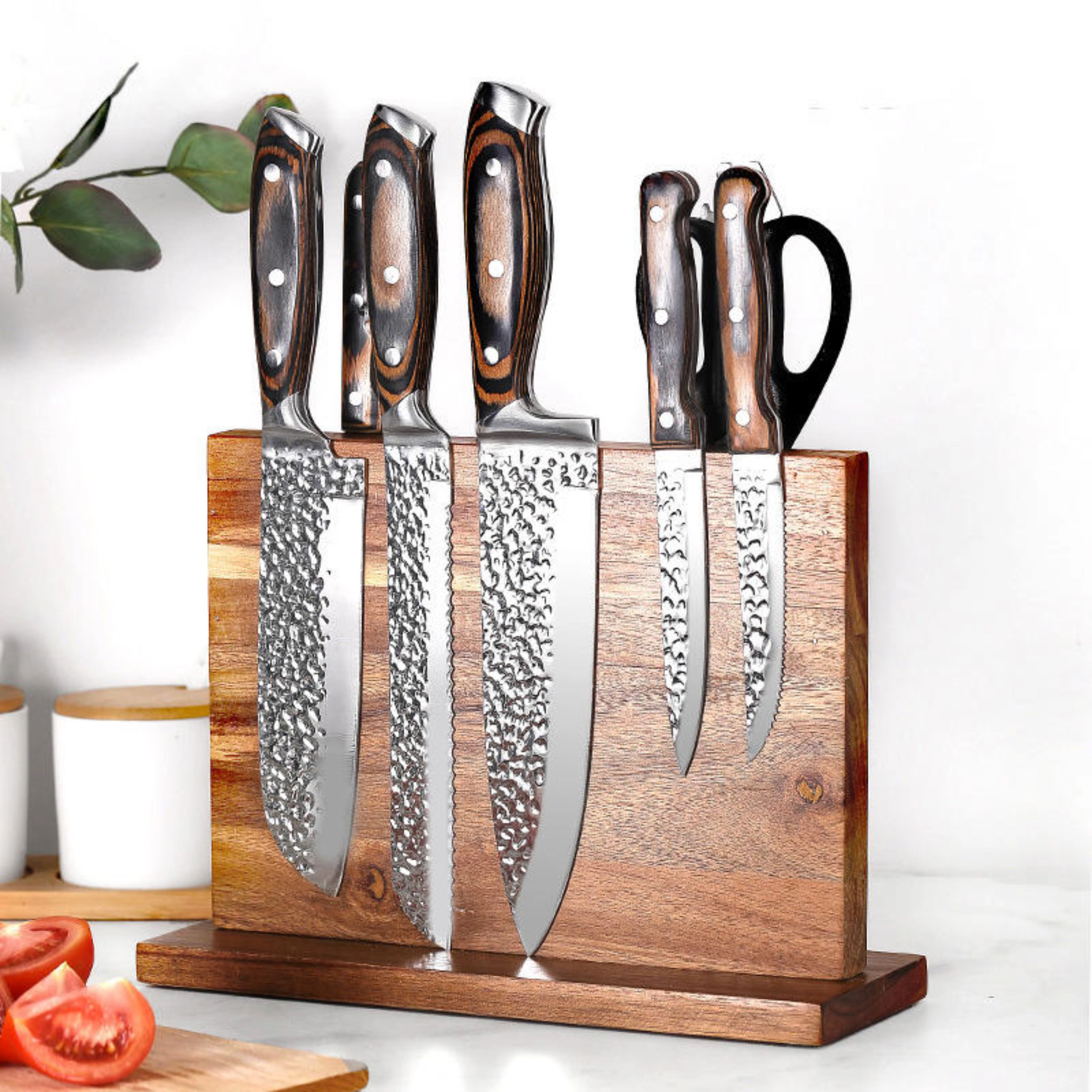 Kitcheniva Acacia Wood Magnetic Knife Block