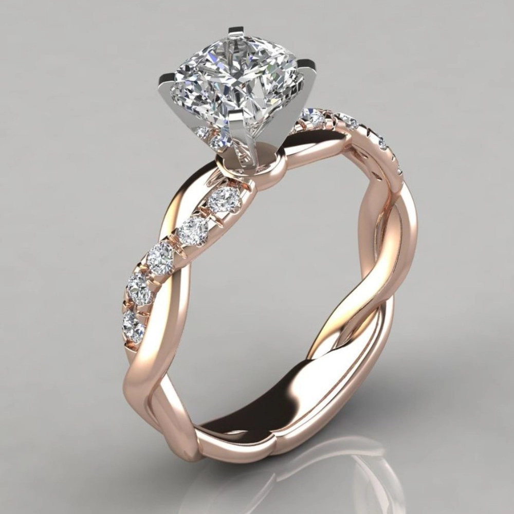 Women Twist Solitaire Ring Fashion Wedding Party Cubic Zirconia Engagement