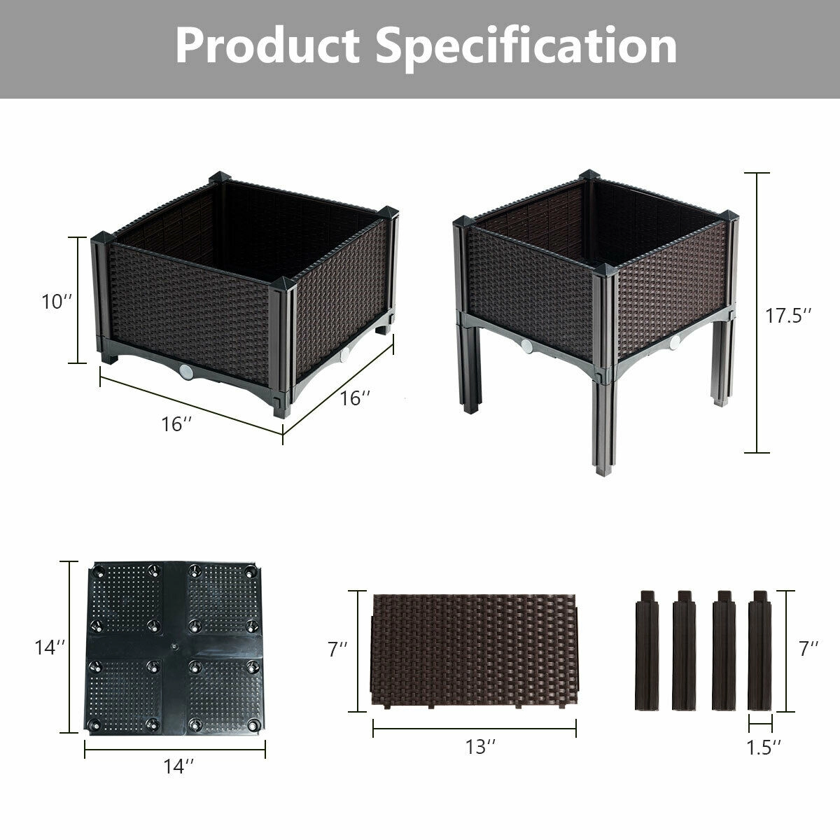 SlickBlue Set of 4 Raised Garden Planter Boxes with Self Watering System and Legs