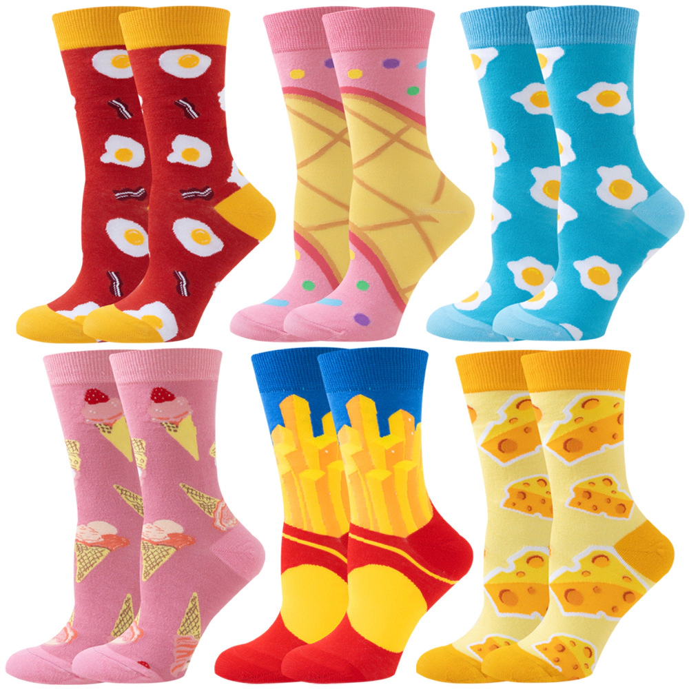 Wardrobe Whimsy 6 Pairs Women Colourful fun Socks Cute Crazy Food Sock Christmas Stocking