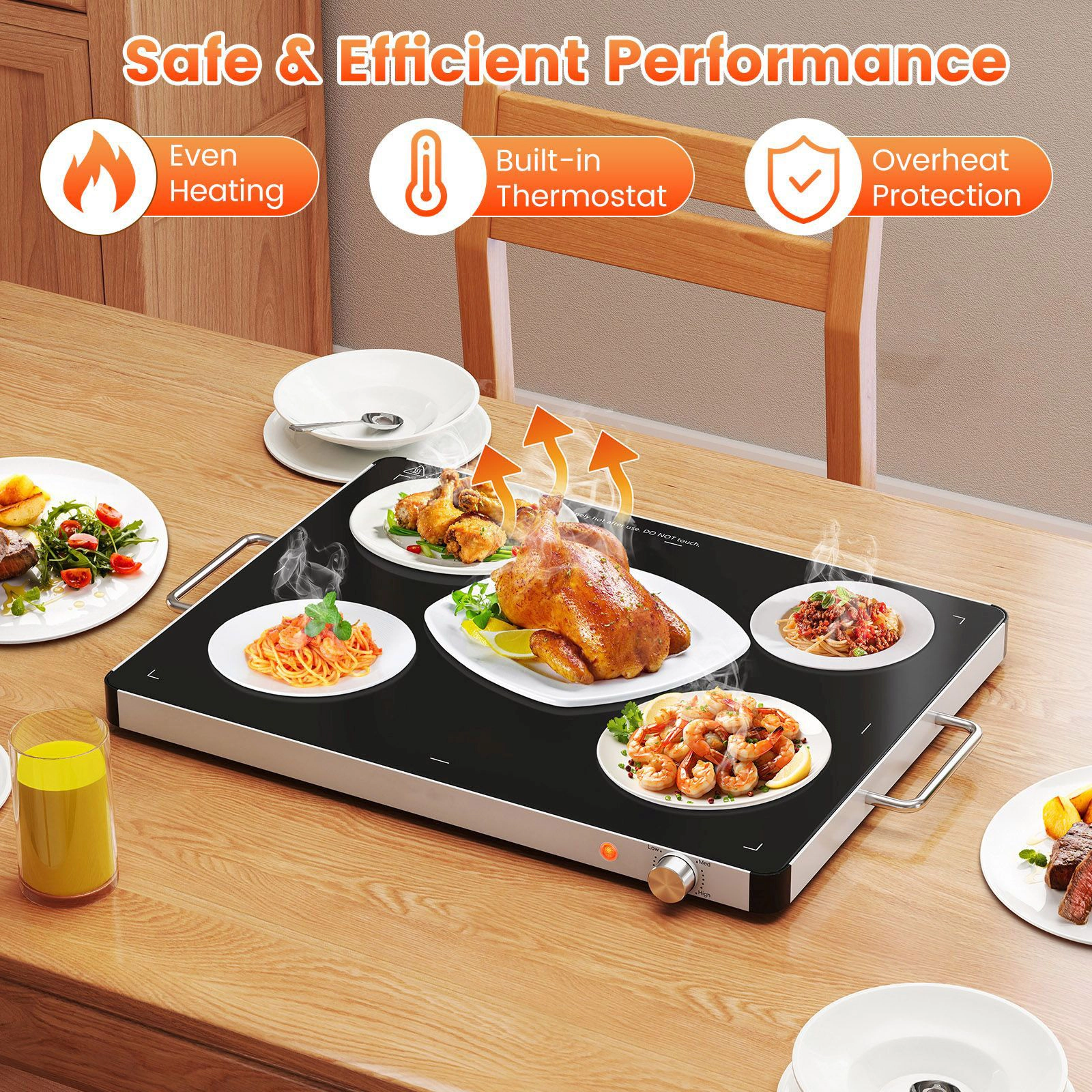 SlickBlue Unisex Electric Food Warmer with Tempered Glass Surface