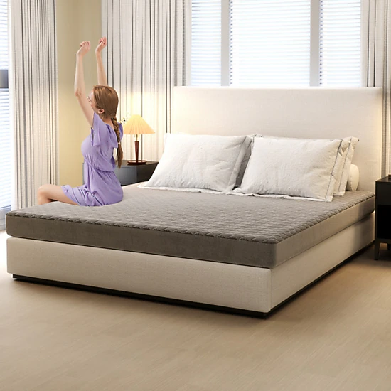 SUGIFT Gray Non-Slip Base King Size Quilted Velvet Mattress Topper Protector