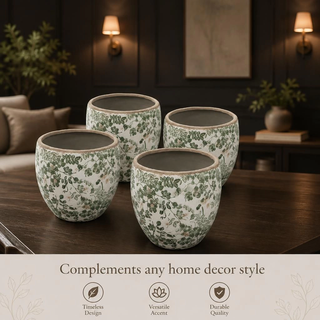 WOW PIONEER Small Round Ceramic Planter Pot for Succulents Herbs Flowers Patio Balcony Home