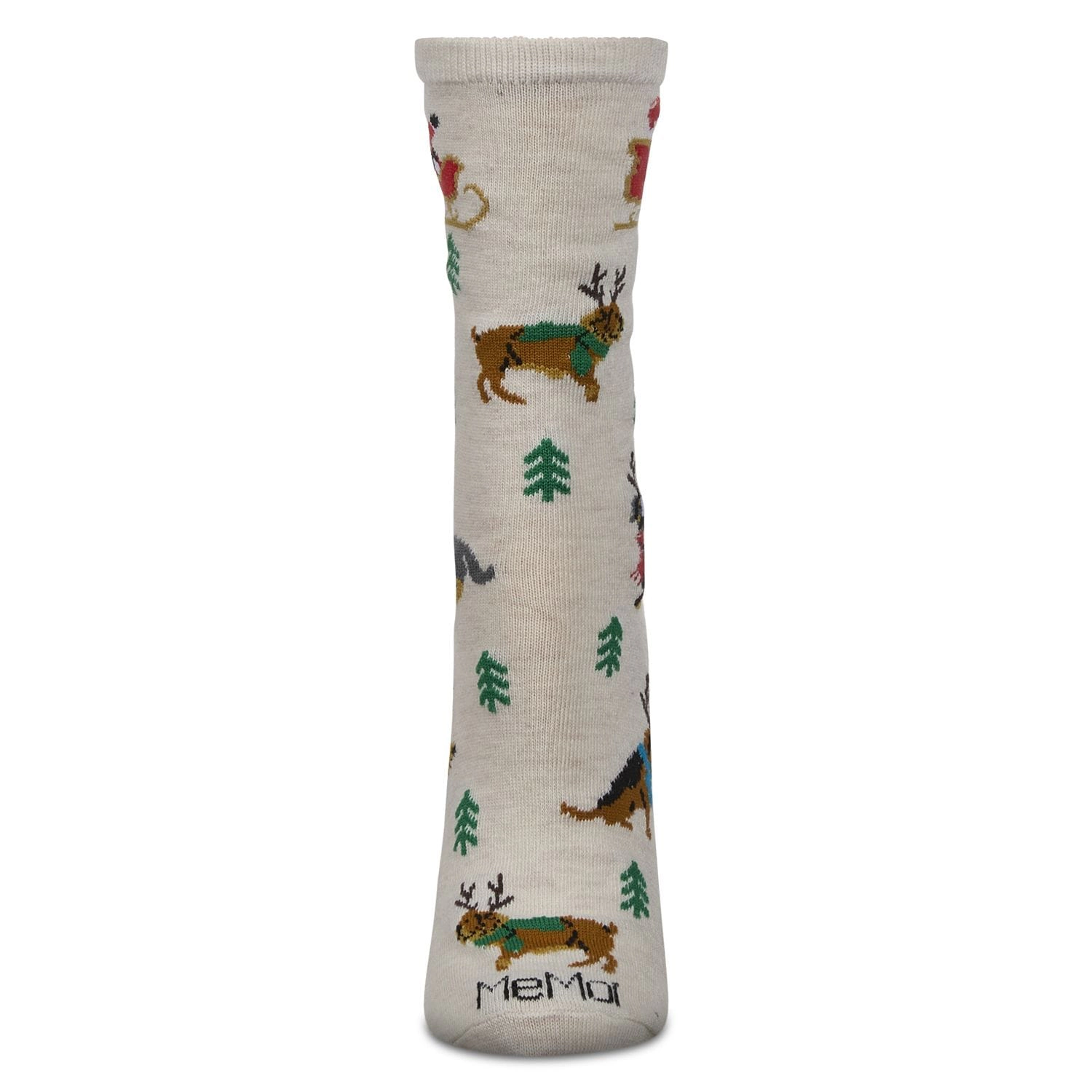 MeMoi Women's Reindeer Pups Holiday Crew Socks