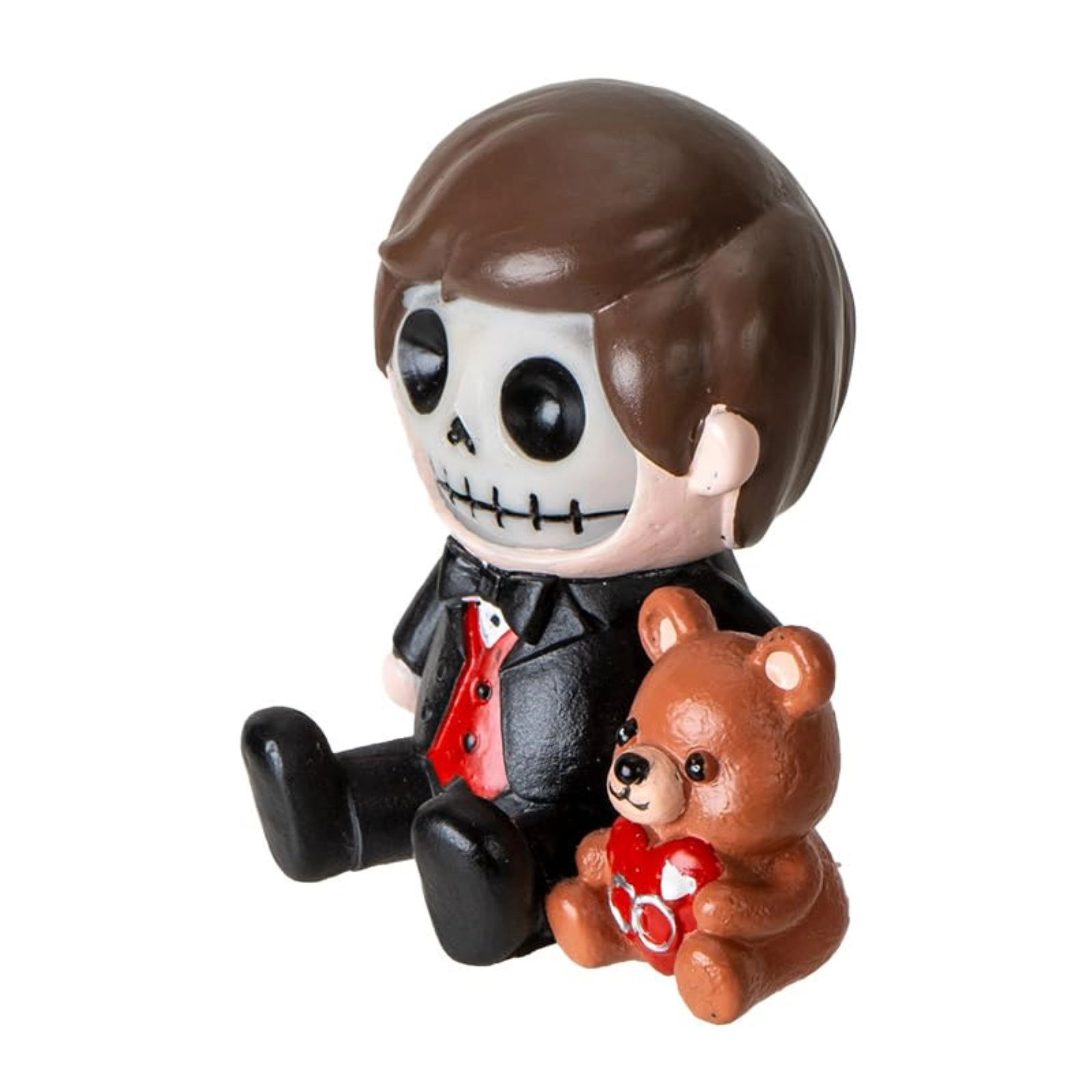 Pacific Giftware Furrybones Mr. Furrybones Figurine Skeleton in Formal Suit with Adorable Teddy Bear Friend 2.8 inch