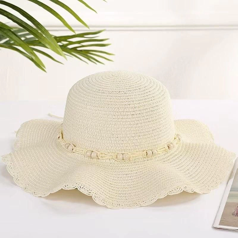 Anna-Kaci Women's Women Straw Sun Hat Wide Brim Floppy Beach Woven Scalloped Edge Adjustable Summer