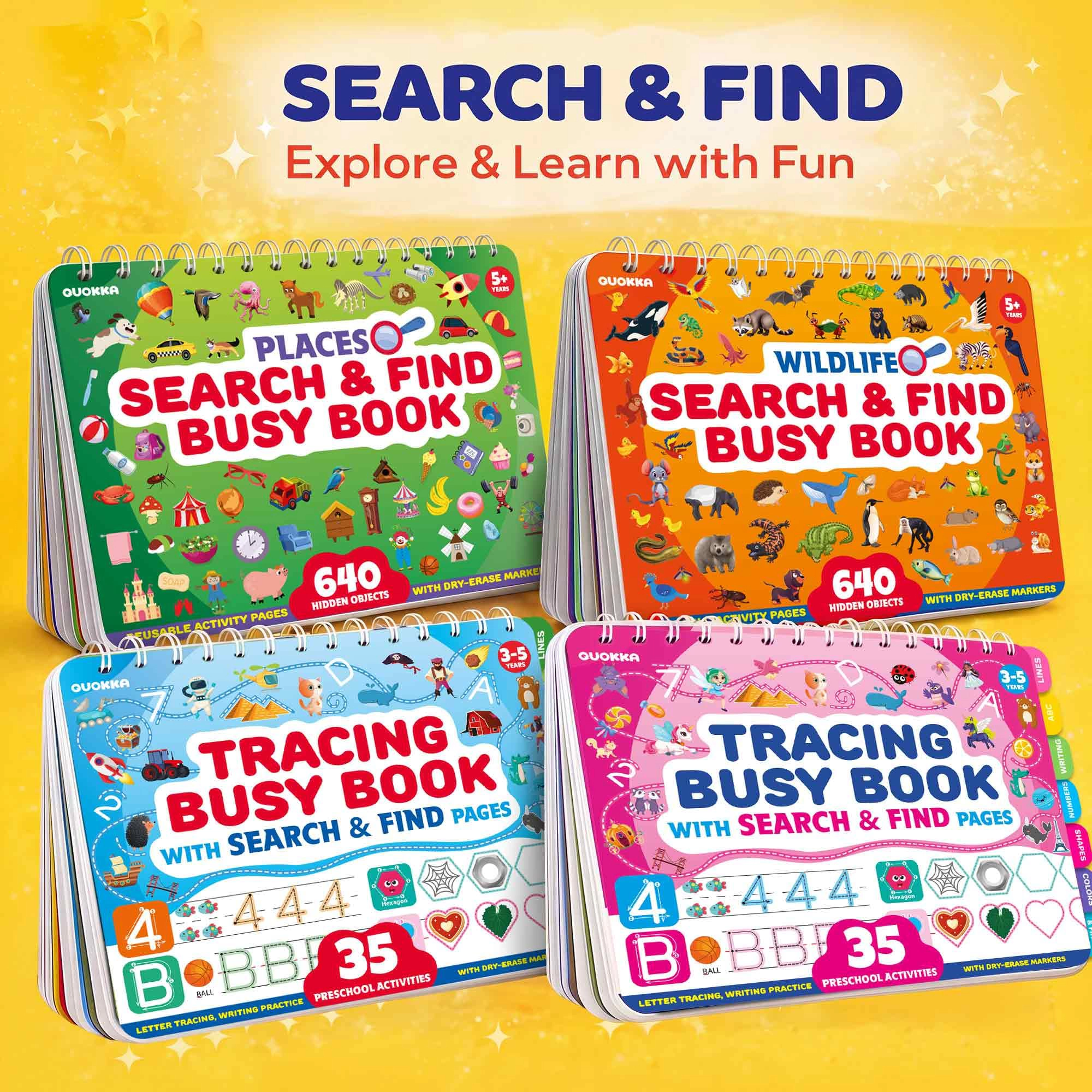 QUOKKA Busy Book for Kids - Reusable Search & Find Activity Books