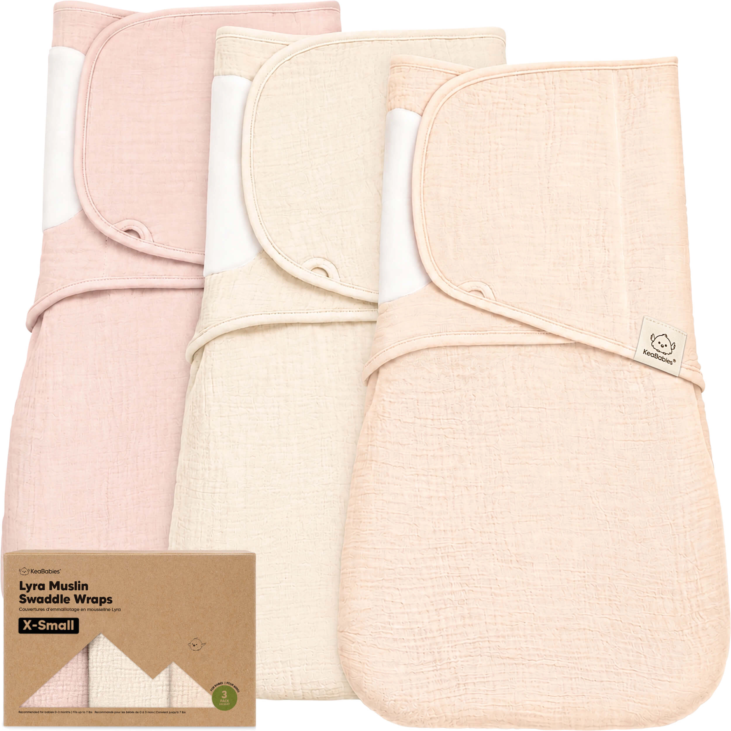 KeaBabies 3-Pack Lyra Muslin Swaddle Wraps