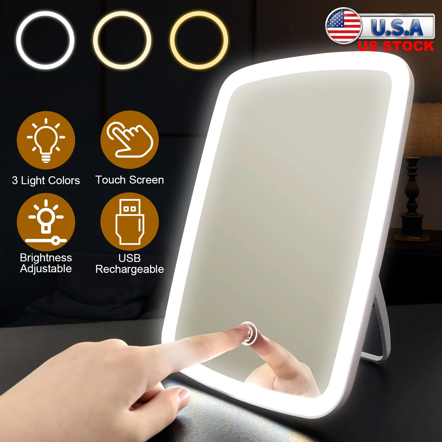 GBruno LED Rechargeable Vanity Makeup Mirror