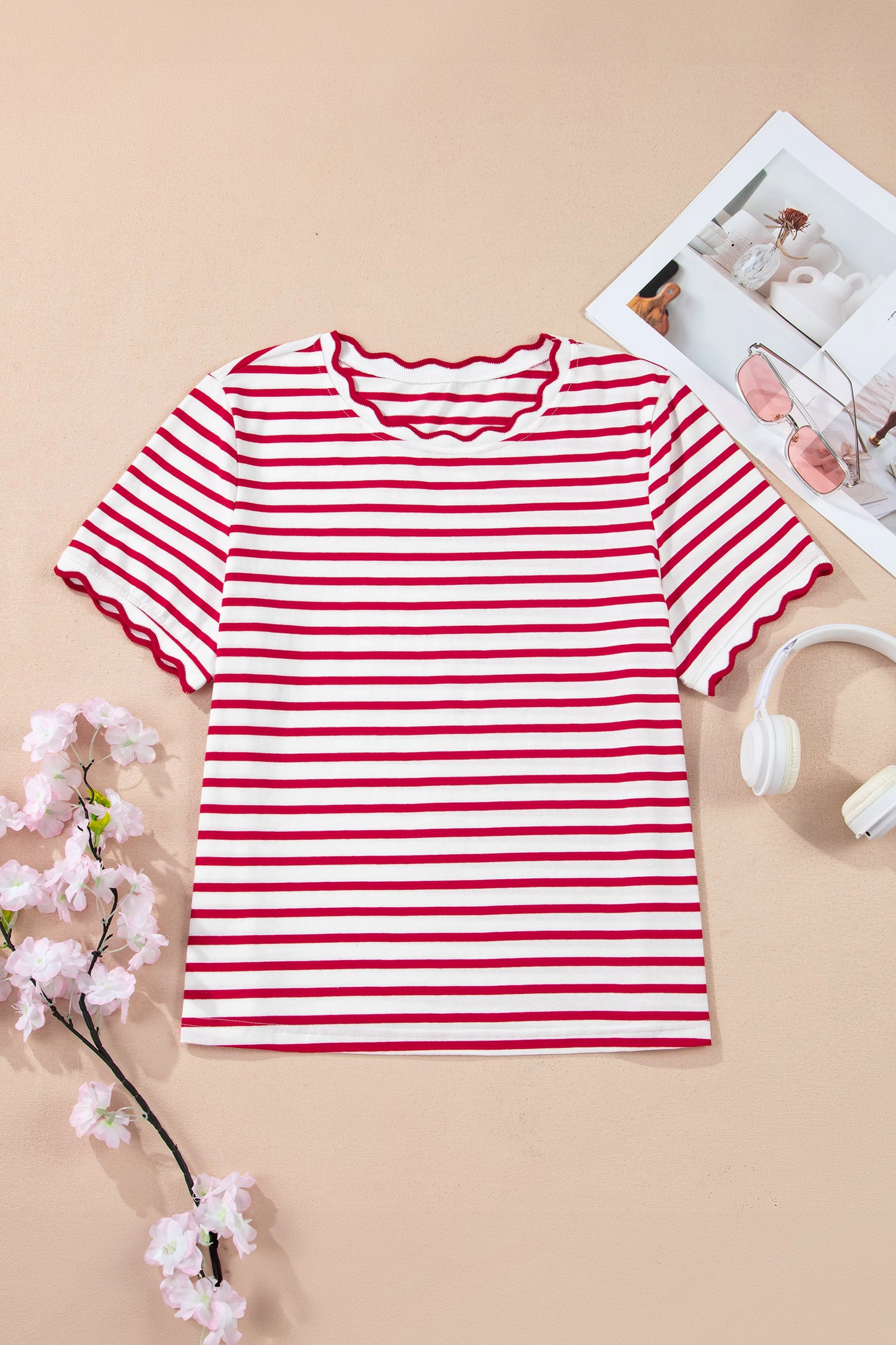 Threaded Pear Women's Royalty Scalloped Trim T Shirt