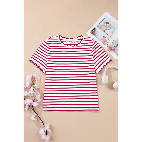 Threaded Pear Women's Royalty Scalloped Trim T Shirt