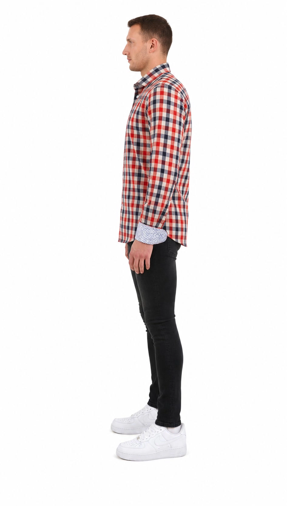 Elie Balleh Slim Fit Mens Gingham Plaid Shirt