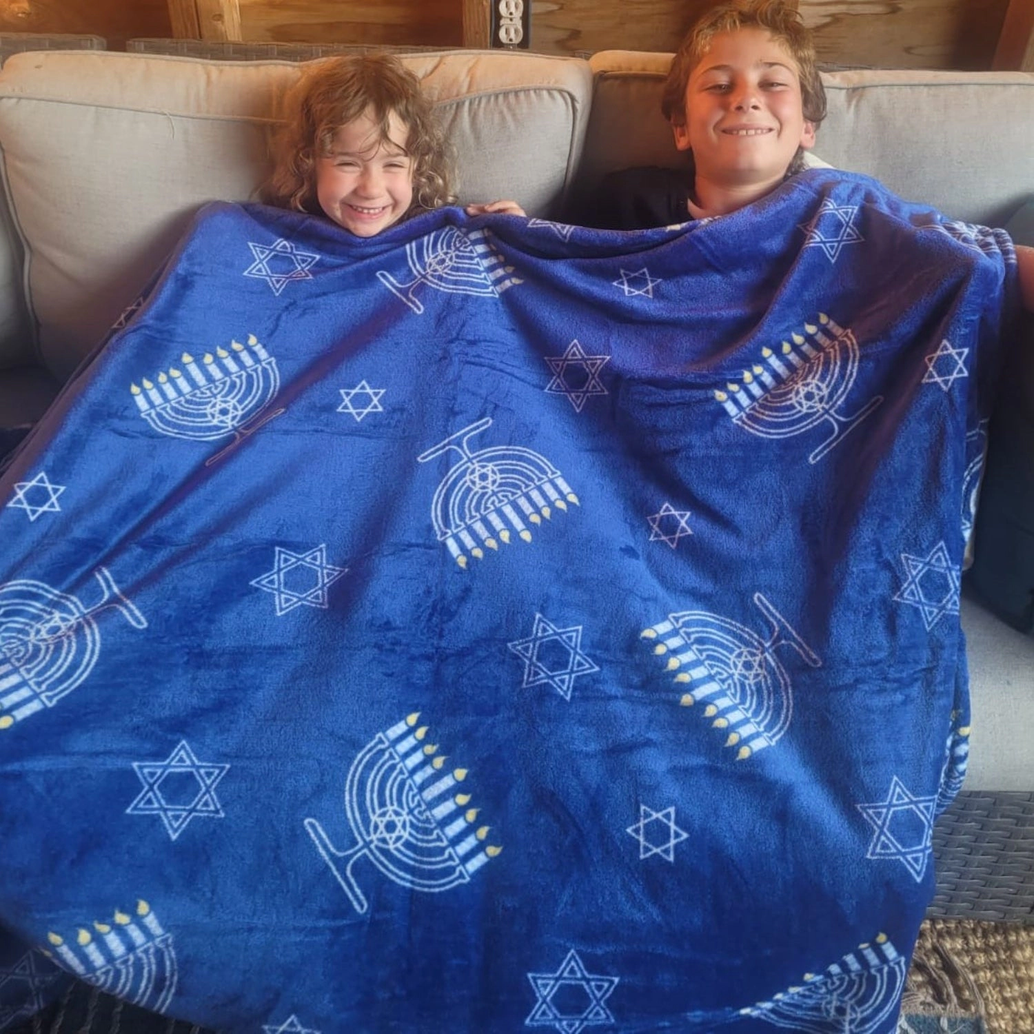 Hannukah Micro Plush Decorative Throw Blanket 50" x 60" Blue by Plazatex