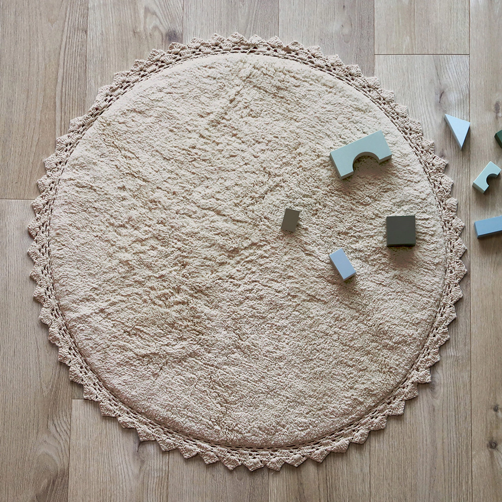 Nattiot Round Washable Cotton Rug With Crochet Finish - Perla