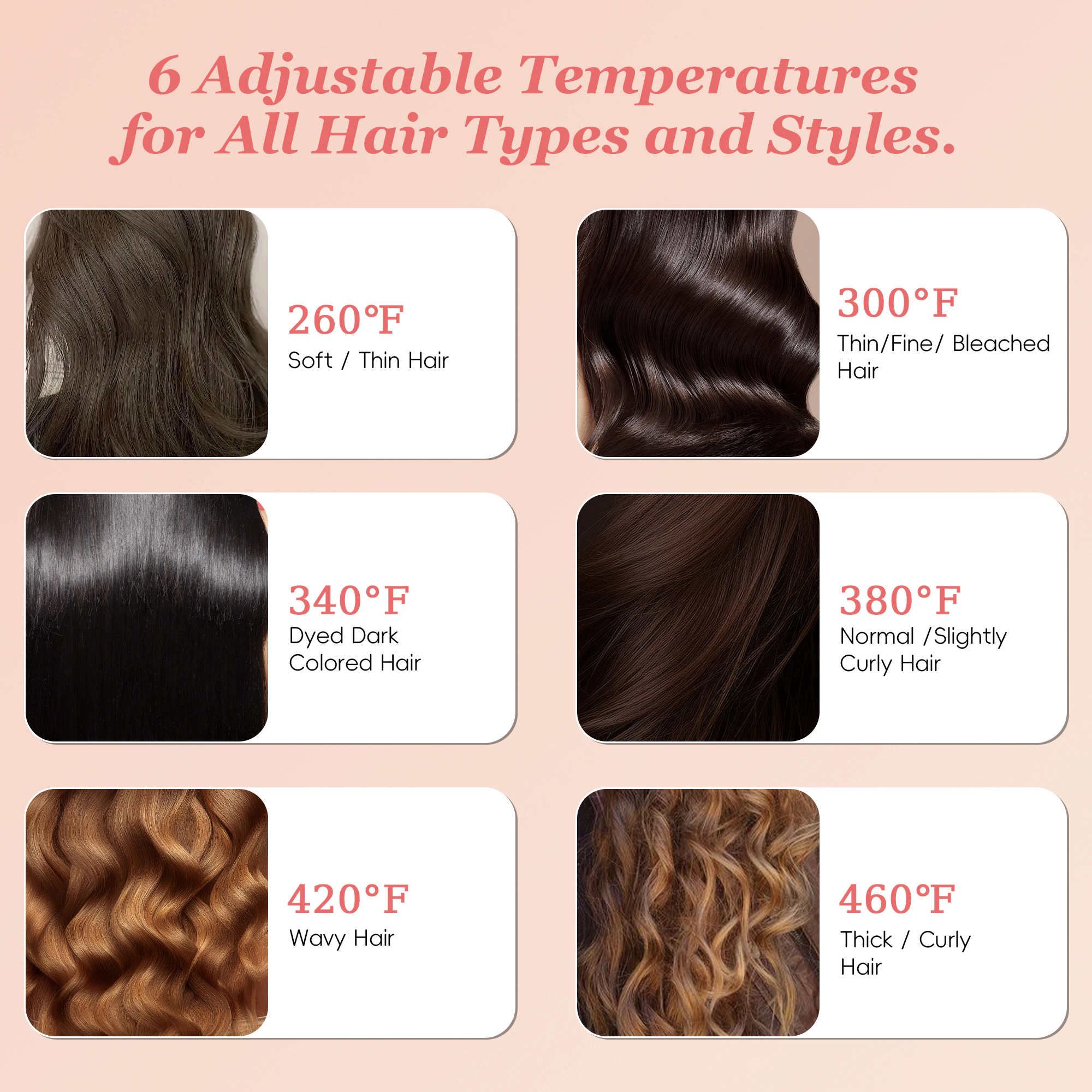 NICEBAY Hair Straightener Brush, 6 Temp Settings, Hair Straightening Brush, Auto-Off, LED Display