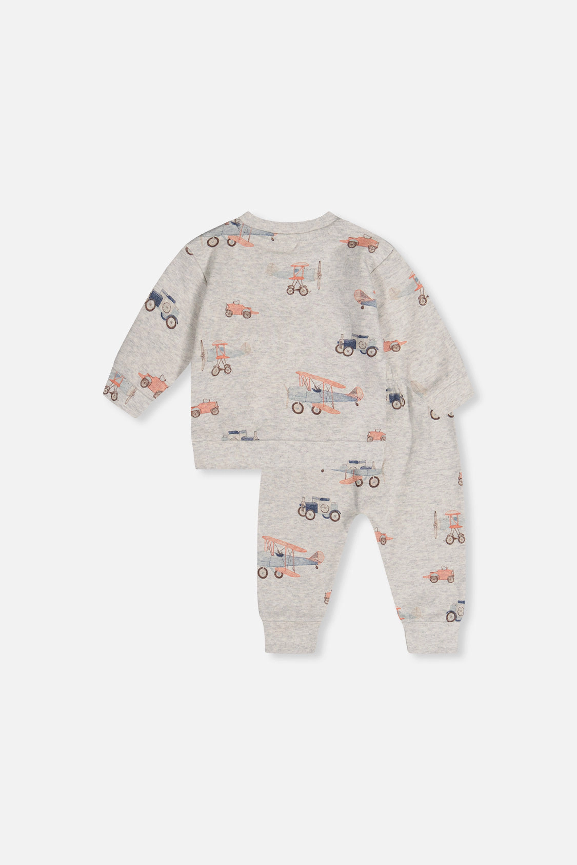 Deux par Boys Organic Cotton Pants and Top Set with Printed Airplanes