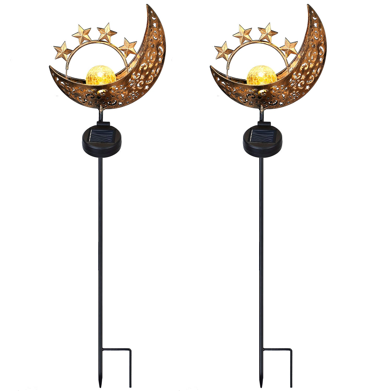 GBruno Solar Moon Star Garden Stake Light 2-Pack
