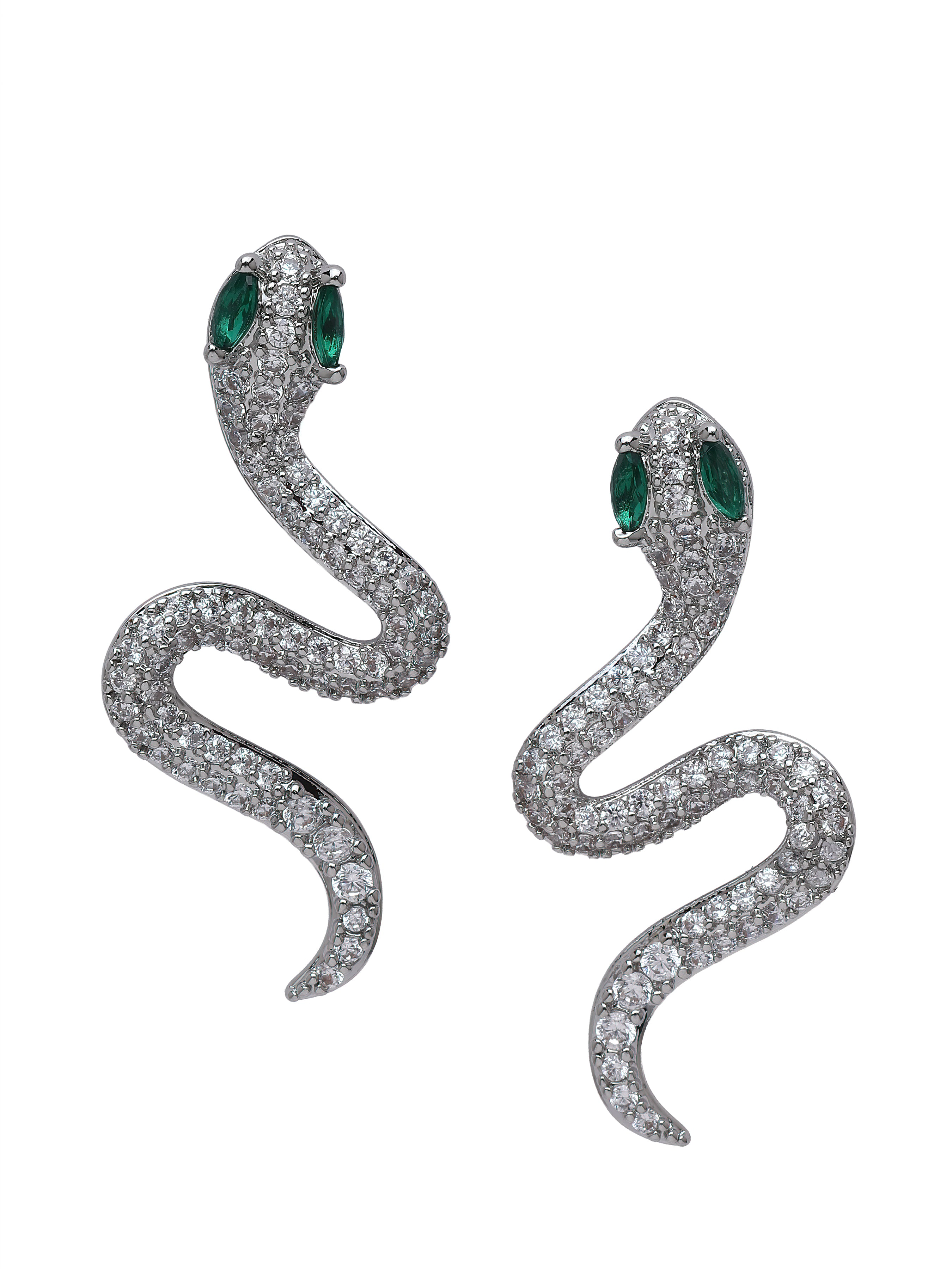 AGP PARIS Womens Pavé Serpent Stud Earrings
