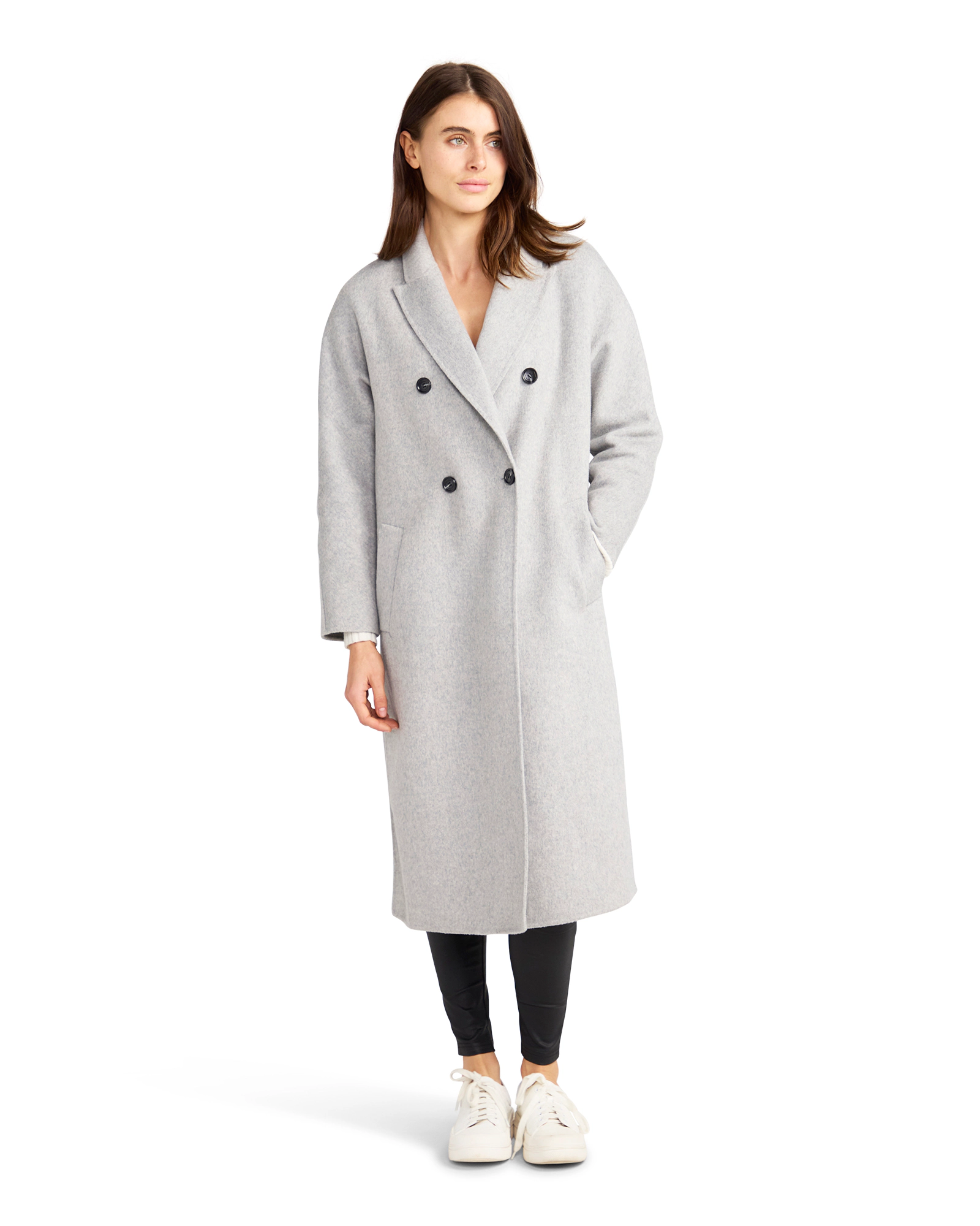 Belle & Bloom Womens Guestlist Oversized Wool Blend Double Breasted Coat