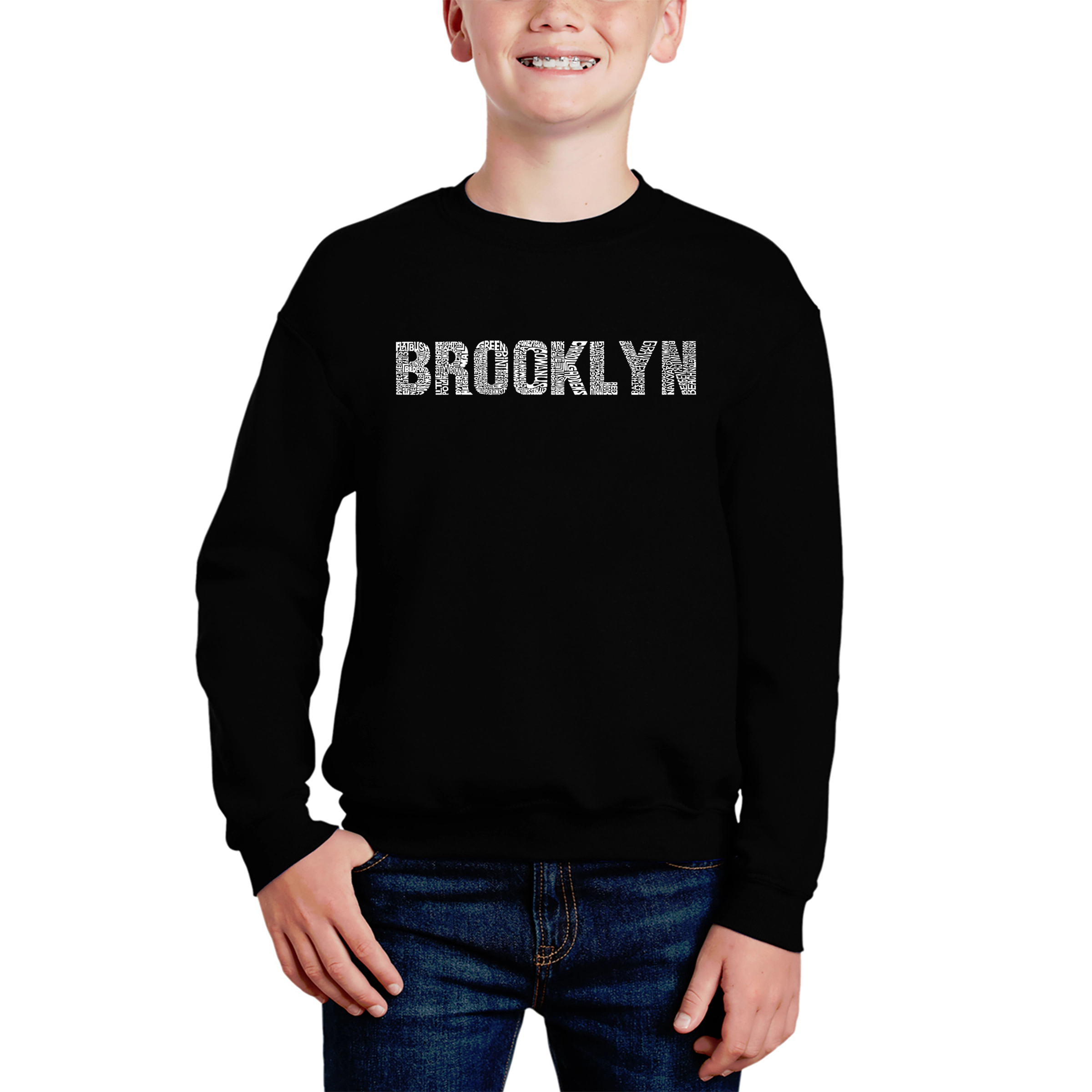 LA Pop Art Boy's Word Sweatshirt - Brooklyn Neighborhoods
