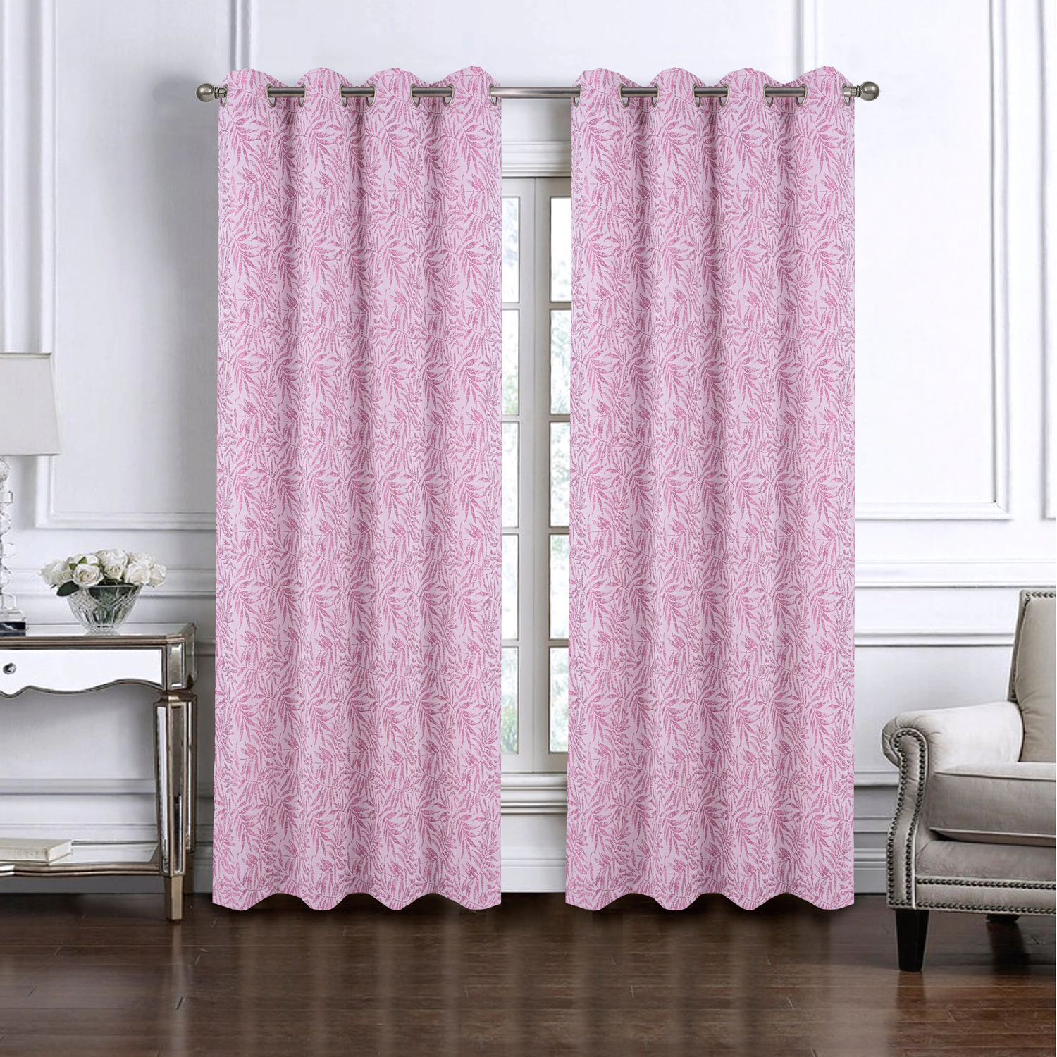 RT Designers Collection 100% Polyester 140 GSM Liana Jacquard Grommet Curtain Panel 54" x 84