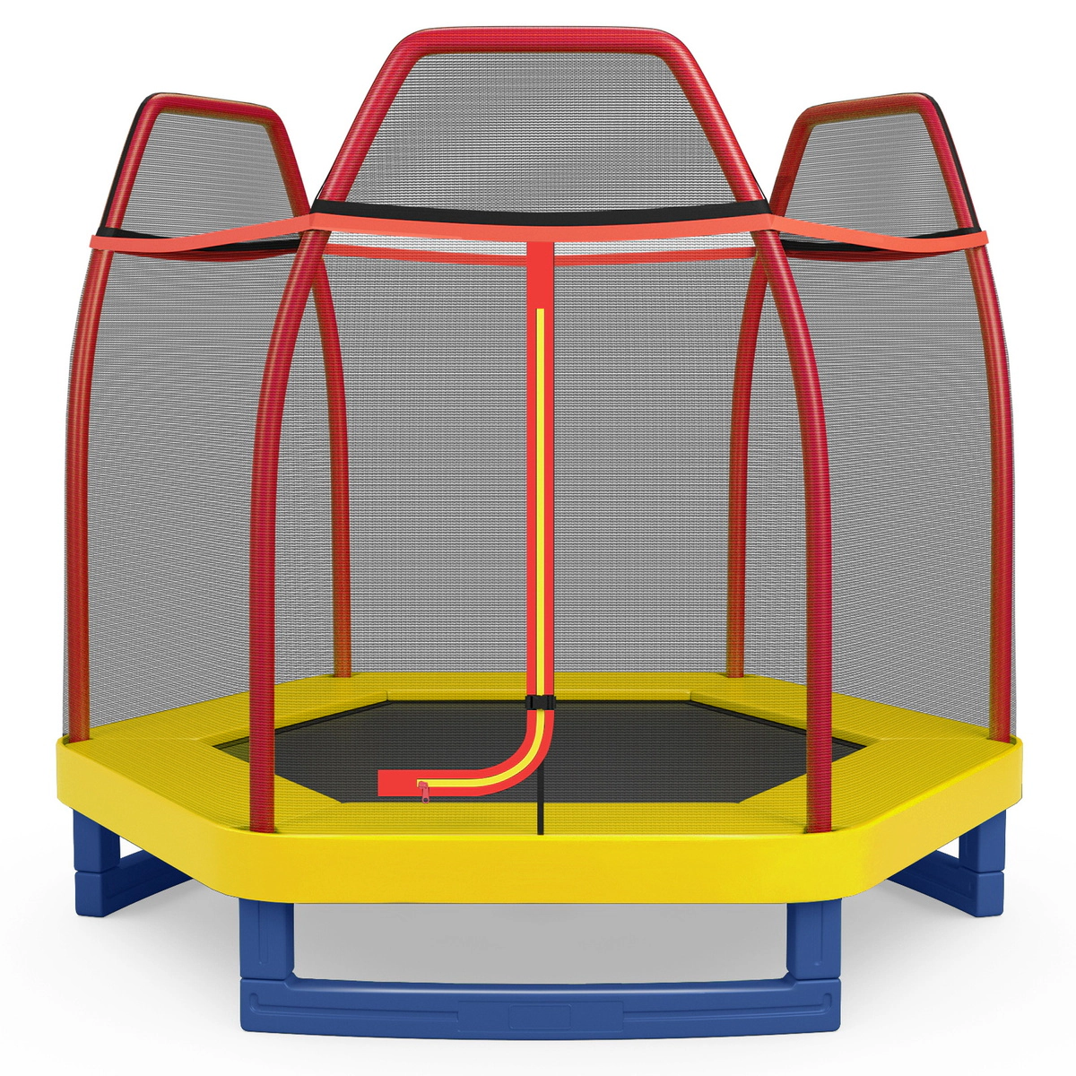 SUGIFT 7.3-Foot Kids Recreational Bounce Jumper Trampoline with Enclosure Net 150-lb Capacity Ages 3+ As Picture Shows