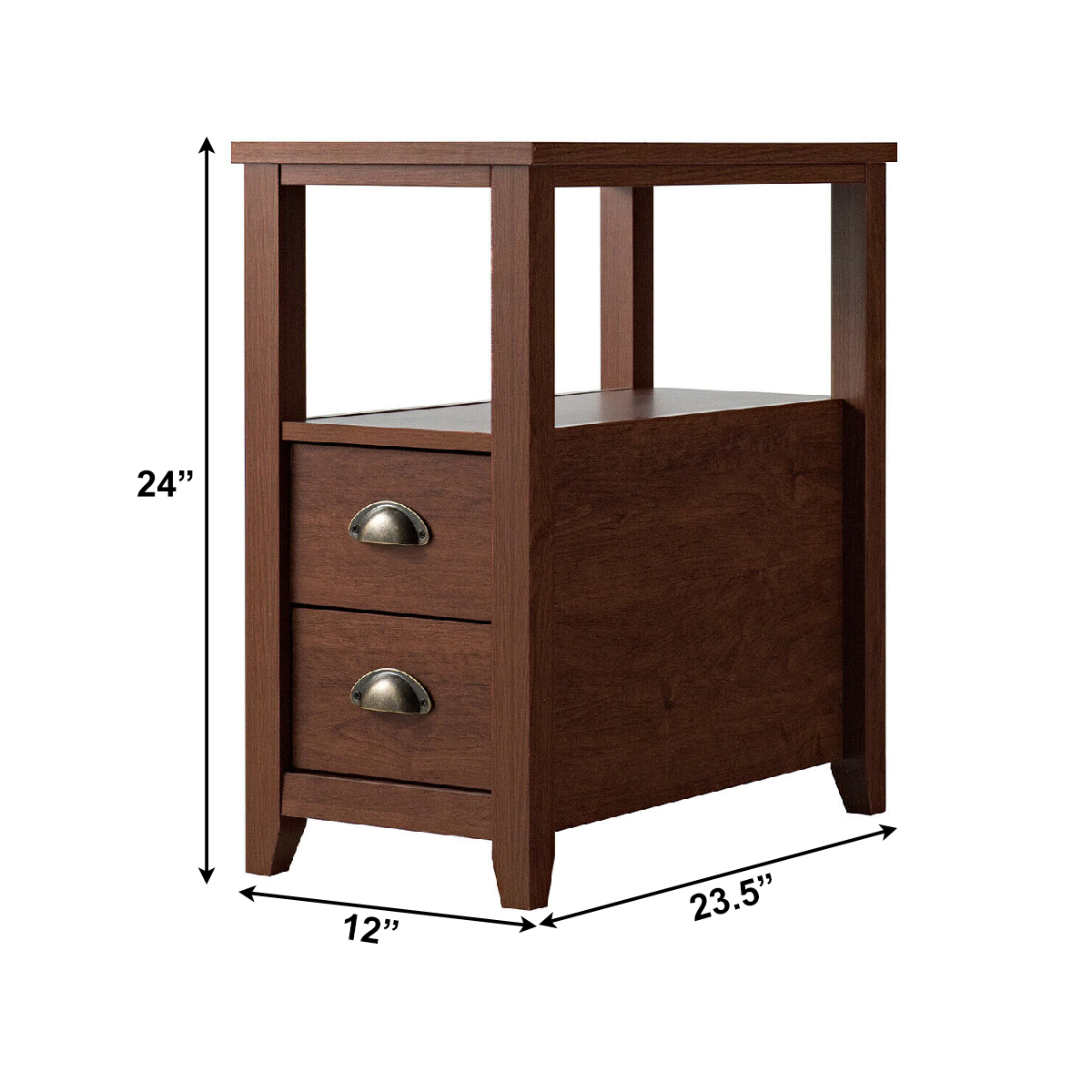 SlickBlue Modern Wooden Bedside Table with Drawers and Shelves