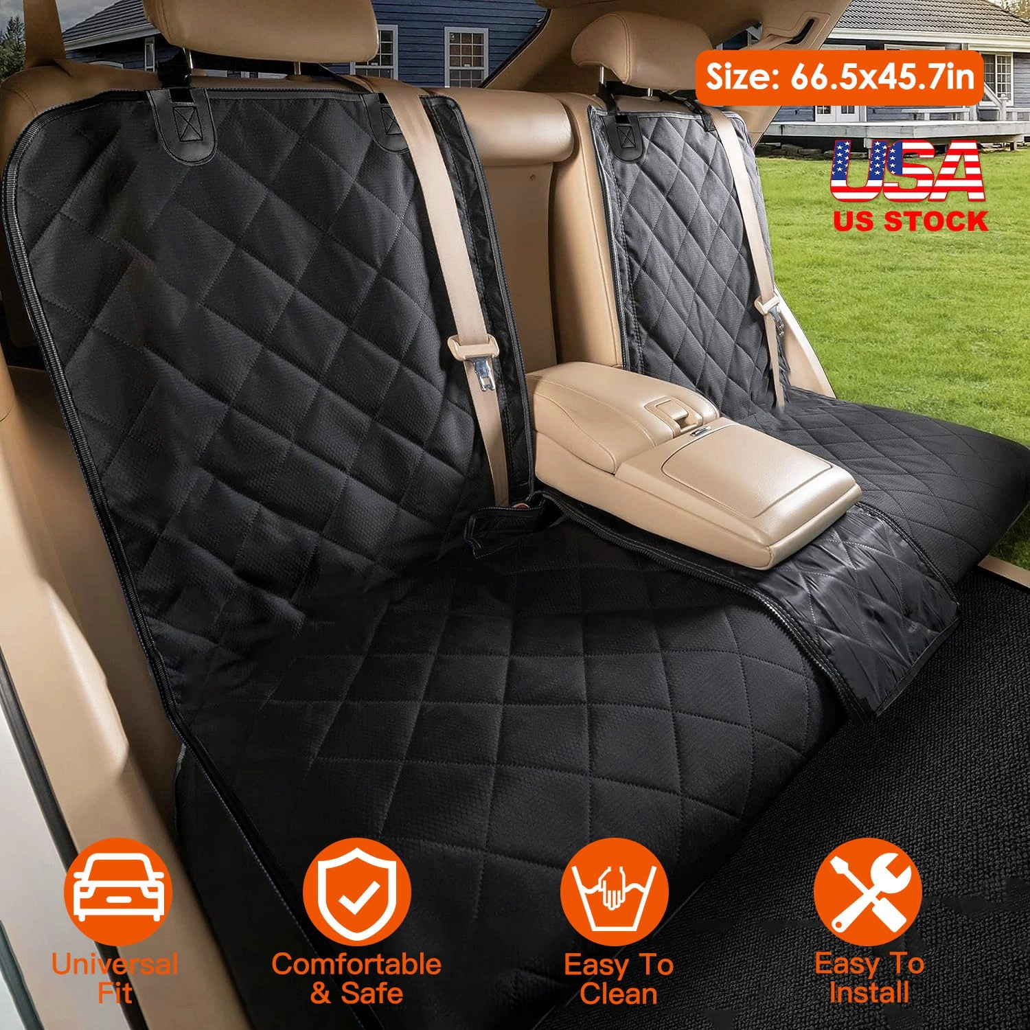 GBruno Waterproof Dog Car Seat Cover With Seat Belt