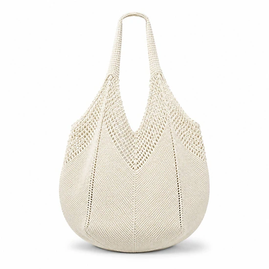 Alilang Women's Crochet Knit Tote Bag Openwork Shoulder Bag with Heart Inspired Detail